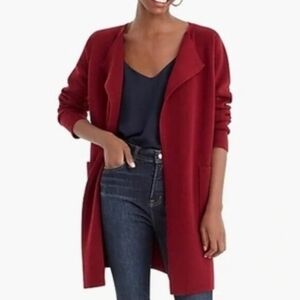 J.Crew 365 Open Front Cardigan Burgundy Long Knit Jacket size M